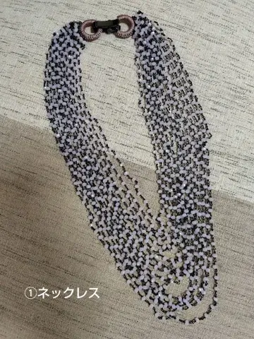 ABISTE 보라색과 블랙의 다층 목걸이와 귀찌 세트