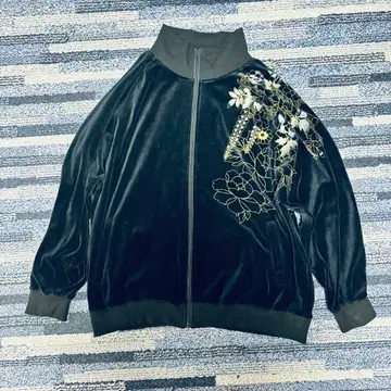 블랙 벨벳 자수 스카잔