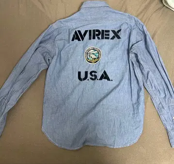 AVIREX 데님 워크 셔츠 자수 패치 벨로아 와펜