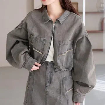 [택 포함 새상품] Kastane 카스타네 데님 더블 ZIP 크롭 자켓