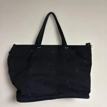 블랙 별 자수 토트백