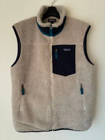 patagonia 플리스 베스트 L 사이즈 베이지/네이비