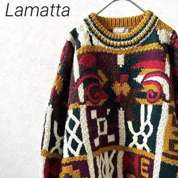 Lamatta 니트 스웨터 긴팔 크루넥 모 100% 루즈핏 구제 의류