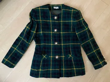 BASE 테일러드 자켓 그린 계열 체크 사이즈 9