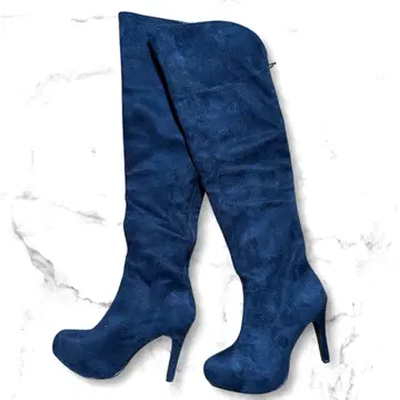 미사용 새상품 스웨이드 느낌 롱 부츠 다크 네이비 M 사이즈