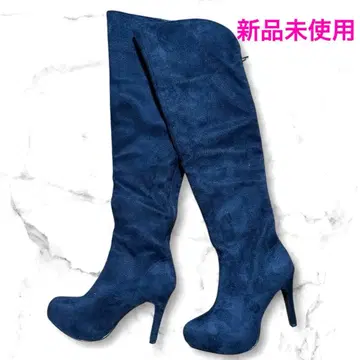 미사용 새상품 스웨이드 느낌 롱 부츠 다크 네이비 M 사이즈