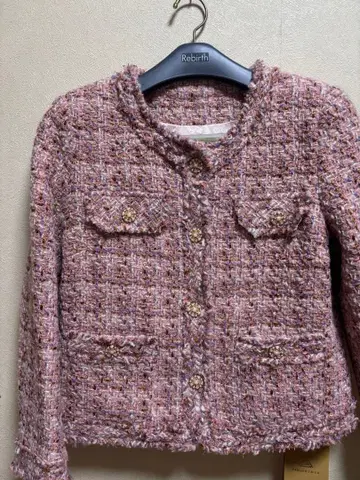 노카라 트위드 자켓 핑크 계열