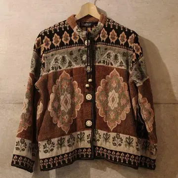 구제 의류 민족풍 자카드 직조 자켓 에스닉 레트로 S 개성