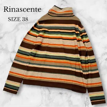 리나쉔테 니트 스웨터 터틀넥 보더 개성 멀티 컬러