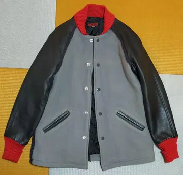 [ 젬블 ] 가죽 도킹 바시티 자켓 천연 가죽 울 남성용