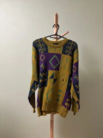 기하학 패턴 오버 사이즈 니트