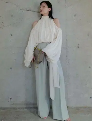 anuans 투 턱 와이드 팬츠