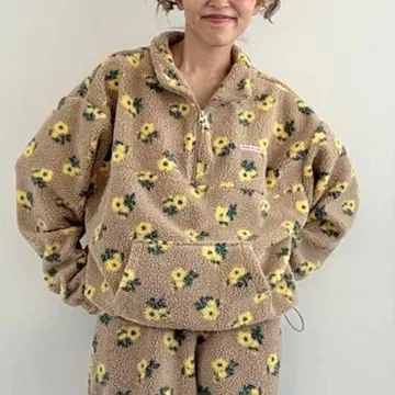 시마무라 ayano 꽃무늬 보아 지퍼 ayano 하프 지퍼 미사용 새상품