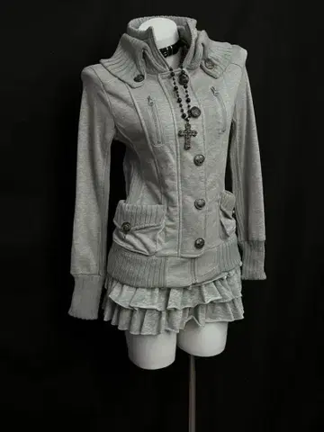 그레이 프릴 집업 자켓 y2k