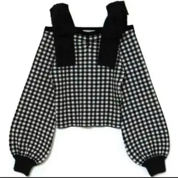 BUBBLES 버블 샤기 리본 오프숄더 니트