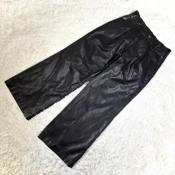 JUNRED 준레드 [ S ] 인조 가죽 플레어 팬츠 블랙