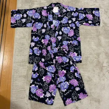 꽃무늬 진베이 (보라색, 파랑) 상하의 세트 마이멜로디 산리오 L 사이즈