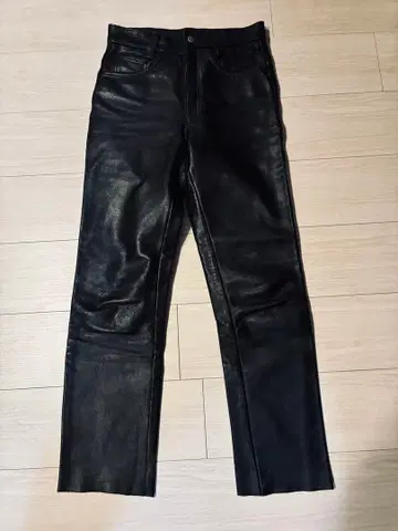 블랙 가죽 팬츠 소가죽