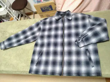 옴브레 체크 지퍼 자켓 구제 의류