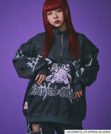 GALFY x 쿠로미 콜라보 일갈피 무라염색 하프 지퍼 맨투맨 트레이닝복