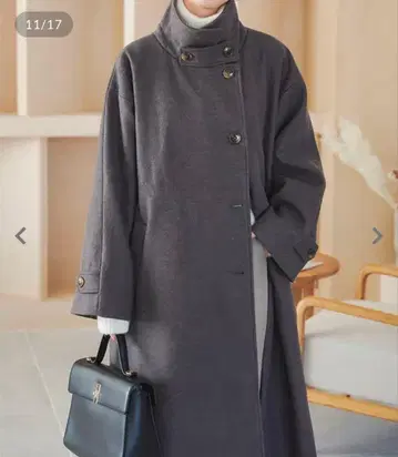 케이프 탈부착 2way 스탠드 카라 롱 코트 고베 레터스