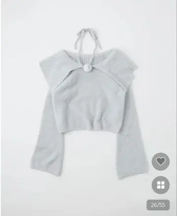 NICE CLAUP 세일러 니트 로즈 코사지 부착 스팽글