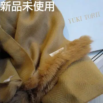 YUKI TORII 브라운 헤링본 스톨