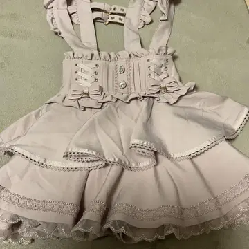 LIZ LISA 서스펜더 포함 티어드 치마바지 핑크