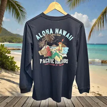 Hula Lani 하와이안 롱 슬리브 T셔츠 플라 걸 여성용 L