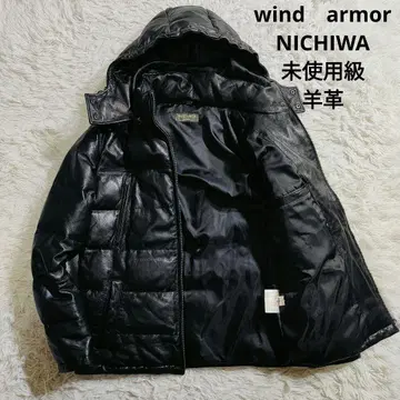 미사용급 windarmor 니치와 양가죽 레더 다운 자켓 남성용 블랙
