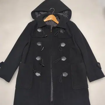 [ 새상품급 ] 블랙 더플 코트 후드 부착 M