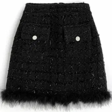 GRL 페더 트위드 인팬 안감 부착 스커트