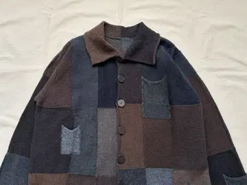 요건 레일 패치워크풍 롱 코트 울