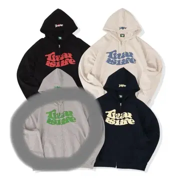 that's life 프론트 로고 더블 지퍼 후드티