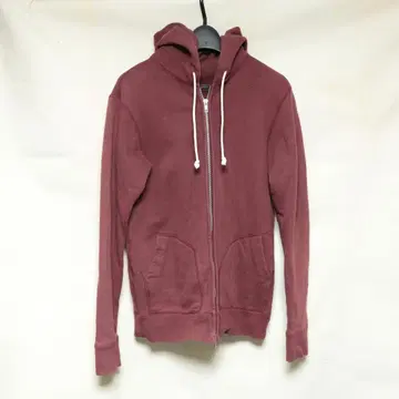 버건디 풀 집업 후드 부착 후드티
