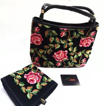 미사용품 핫맨 셔닐 직조 핸드백 & 손수건 세트 크리스마스