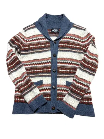 BEAMS 페어아일 자카드 숄 가디건