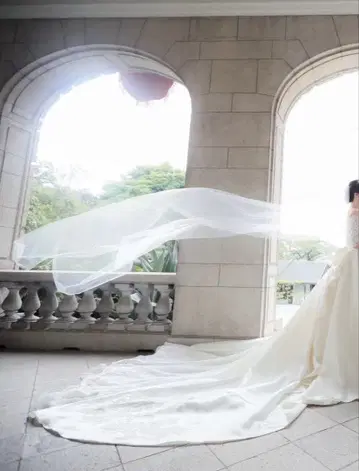 화이트 웨딩 베일 롱