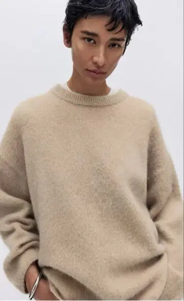 H&M 모헤어 블렌드 오버 사이즈 스웨터 베이지 L