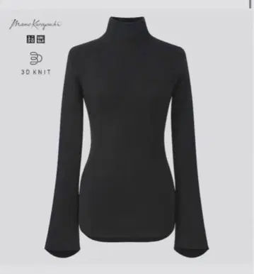 마메쿠로구치 3D 하이넥 리브 니트 M 블랙 단종품 UNIQLO