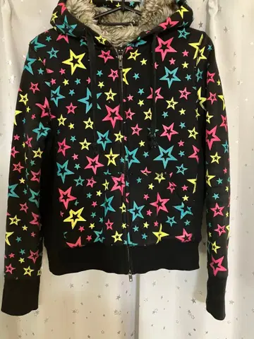 00s y2k 헤이세이 갸루 JSG 퍼 후드티 화려한 무늬 아우터