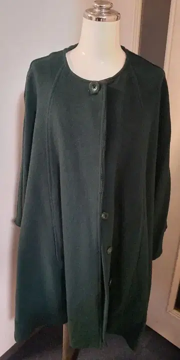 다크 그린 판초 케이프 코트