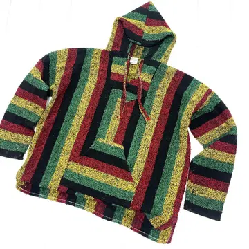 레게 멕시칸 후드티 니트 후드티 풀오버 라스타 컬러 XL