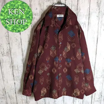 패턴 셔츠 보르도 디자인 올 패턴 오픈 카라 빈티지 구제 의류