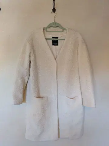 w closet 더블 클로젯 화이트 플리스 롱 코트