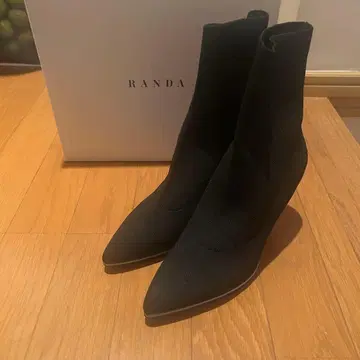 RANDA 글리터 라인 니트 삭스 부츠 M 블랙 새상품급