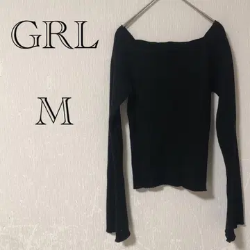 [ M ] 스퀘어 리브 니트 GRL 그레일 심플 캐주얼