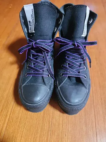 블랙 ALL STAR 스니커즈 퍼플 신발끈 23.5cm