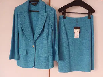 ST.JOHN 터콰이즈 트위드 스커트 셋업