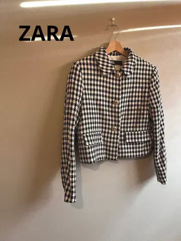 [ 새상품급 ] ZARA 하운드투스 패턴 크롭 자켓